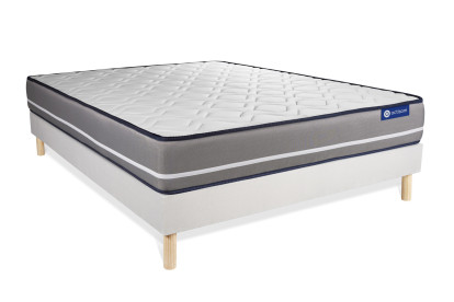 Ensemble Matelas Sommier 180x210 cm - Sommier Blanc (en kit) - Actilatex Pur