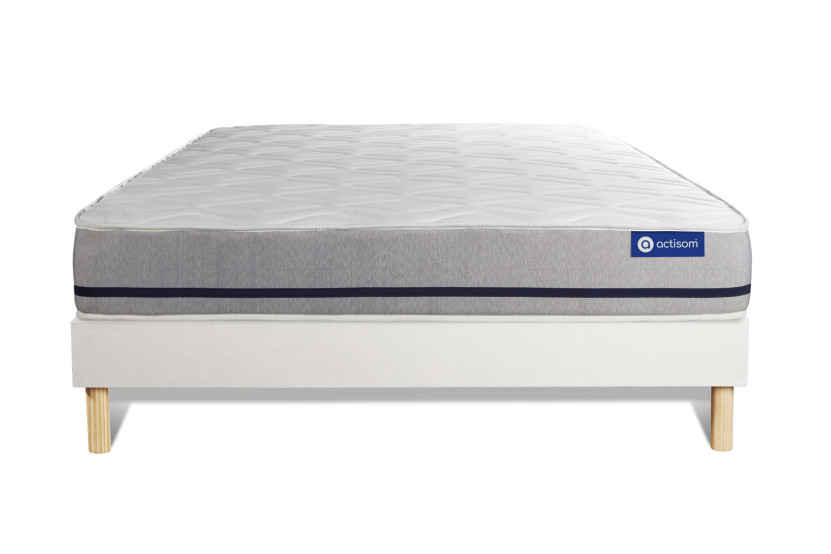 Ensemble Matelas Sommier 200x200 cm - Sommier Blanc (en kit) - Actimemo Soft