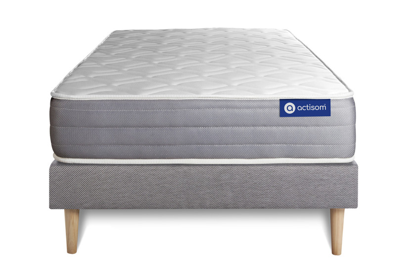 Ensemble Matelas Sommier 80x200 cm - Sommier Gris (en kit) - Actimemo Dream