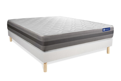 Ensemble Matelas Sommier 130x210 cm - Sommier Blanc (en kit) - Actiflex Relax