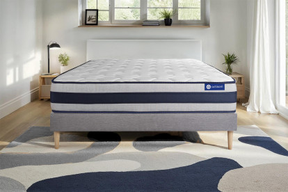 Ensemble Matelas Sommier 130x220 cm - Sommier Gris (en kit) - Actimemo Ergo