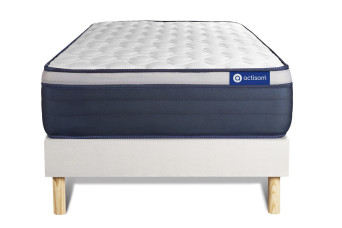 Ensemble Matelas Sommier 90x190 cm - Sommier Blanc (en kit) - Actimemo Max