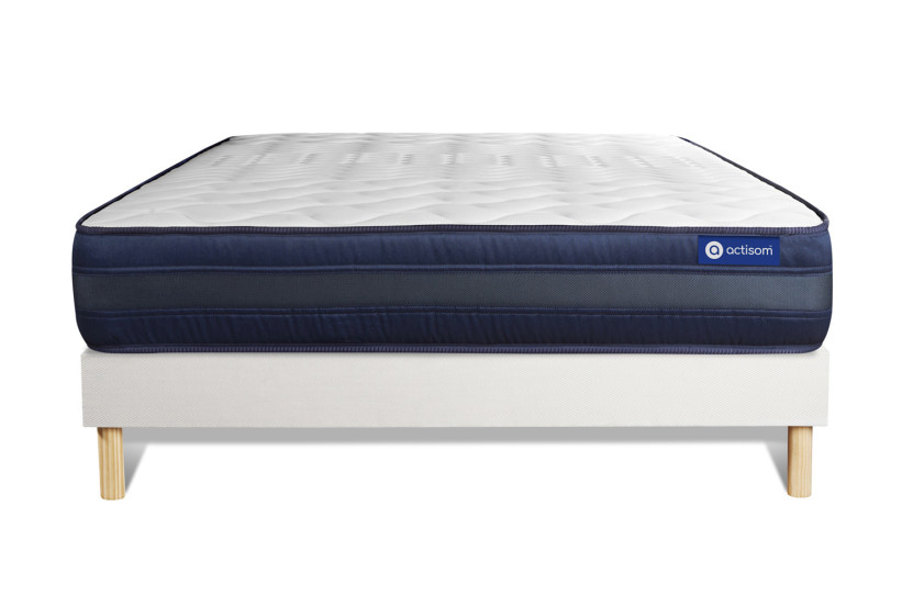 Ensemble Matelas Sommier 160x200 cm - Sommier Blanc (en kit) - Actimemo Tech