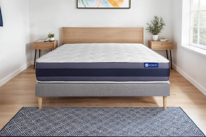 Ensemble Matelas Sommier 90x200 cm - Sommier Gris (en kit) - Actimemo Morpho