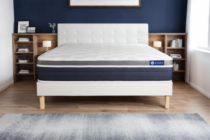 Ensemble Matelas Sommier 180x220 cm - Sommier Blanc (en kit) - Actiflex Confort