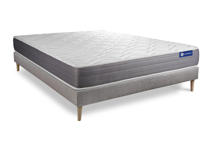 Ensemble Matelas Sommier 120x220 cm - Sommier Gris (en kit) - Actimemo Dream