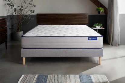 Ensemble Matelas Sommier 90x190 cm - Sommier Gris (en kit) - Actimemo Form