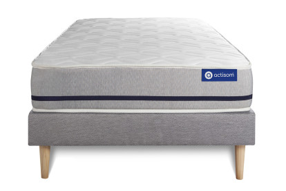 Ensemble Matelas Sommier 90x200 cm - Sommier Gris (en kit) - Actimemo Soft