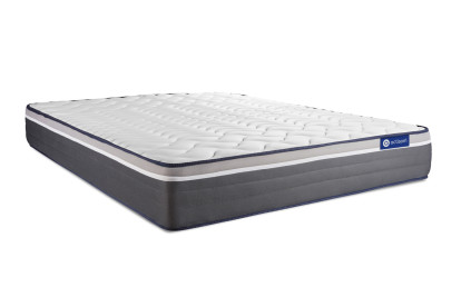 Ensemble Matelas Sommier 140x190 cm - Sommier Blanc (en kit) - ActiMemo Plus