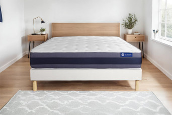 Ensemble Matelas Sommier 120x190 cm - Sommier Blanc (en kit) - Actilatex Morpho