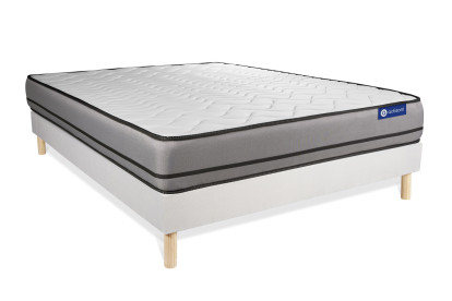 Ensemble Matelas Sommier 120x190 cm - Sommier Blanc (en kit) - Actiflex Night