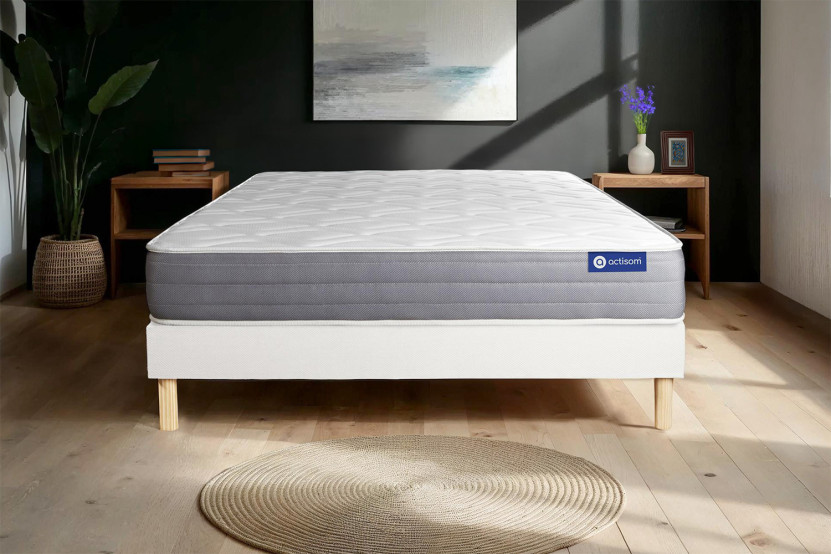Ensemble Matelas Sommier 120x195 cm - Sommier Blanc (en kit) - Actilatex Dream