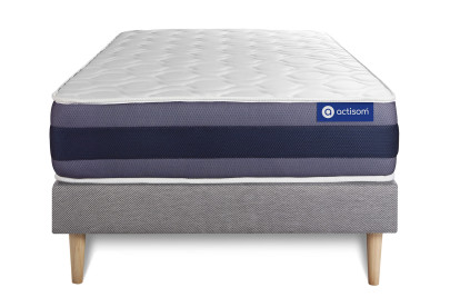 Ensemble Matelas Sommier 90x200 cm - Sommier Gris (en kit) - Actilatex Morpho
