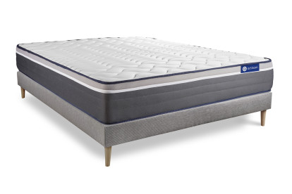 Ensemble Matelas Sommier 160x220 cm - Sommier Gris (en kit) - Actilatex Plus