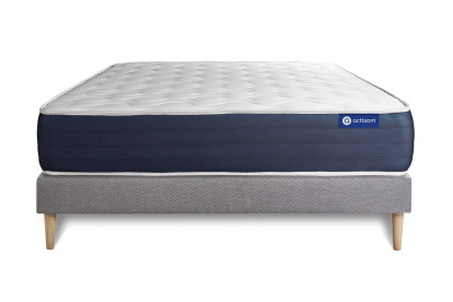 Ensemble Matelas Sommier 140x210 cm - Sommier Gris (en kit) - Actilatex Sleep