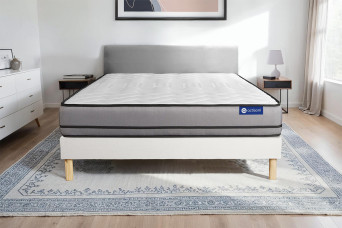 Ensemble Matelas Sommier 140x190 cm - Sommier Blanc (en kit) - Actimemo Night