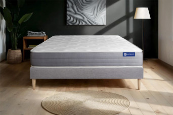 Ensemble Matelas Sommier 130x220 cm - Sommier Gris (en kit) - Actimemo Dream