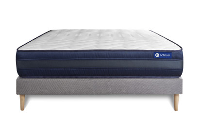 Ensemble Matelas Sommier 120x190 cm - Sommier Gris (en kit) - Actiflex Tech