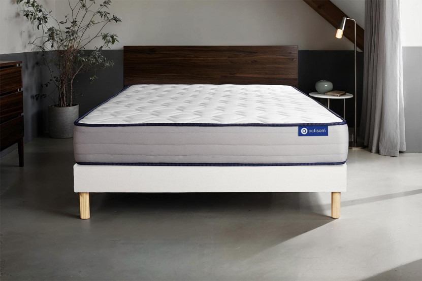 Ensemble Matelas Sommier 90x190 cm - Sommier Blanc (en kit) - Actiflex Form