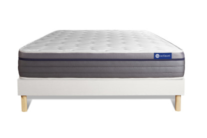 Ensemble Matelas Sommier 120x210 cm - Sommier Blanc (en kit) - ActiMemo Zen