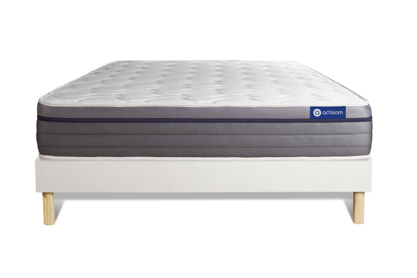 Ensemble Matelas Sommier 135x190 cm - Sommier Blanc (en kit) - ActiMemo Zen