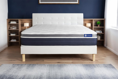 Ensemble Matelas Sommier 80x190 cm - Sommier Blanc (en kit) - Actimemo Confort