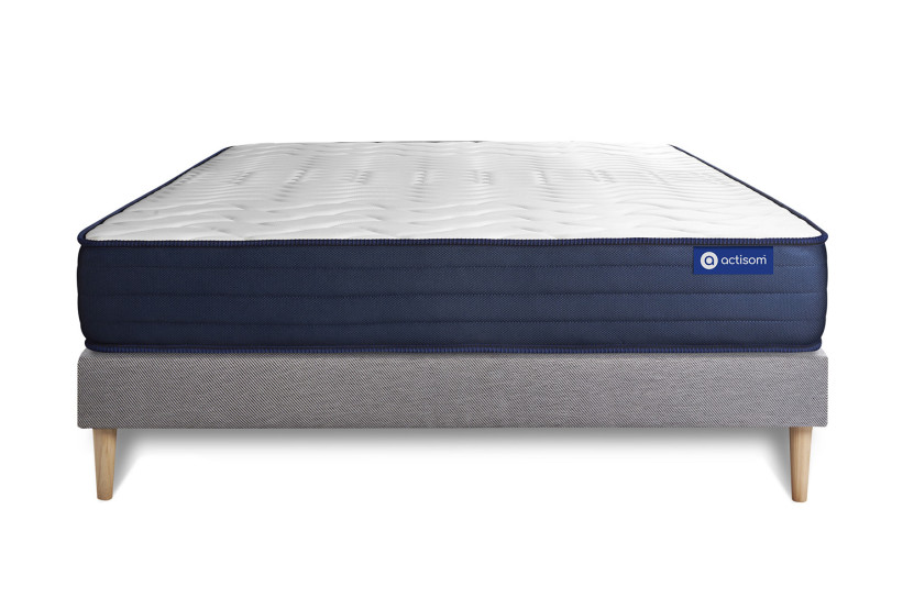 Ensemble Matelas Sommier 160x210 cm - Sommier Gris (en kit) - Actimemo Life