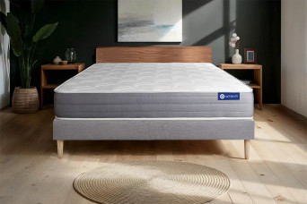 Ensemble Matelas Sommier 160x210 cm - Sommier Gris (en kit) - Actiflex Dream