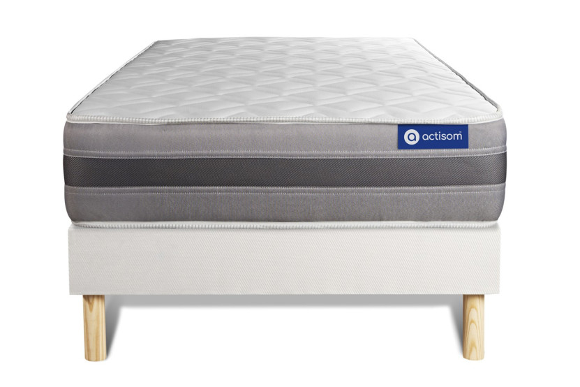 Ensemble Matelas Sommier 90x200 cm - Sommier Blanc (en kit) - Actilatex Relax