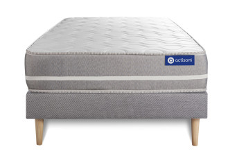 Ensemble Matelas Sommier 90x190 cm - Sommier Gris (en kit) - Actilatex Touch