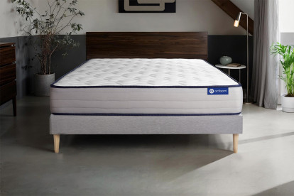 Ensemble Matelas Sommier 140x220 cm - Sommier Gris (en kit) - Actilatex Form