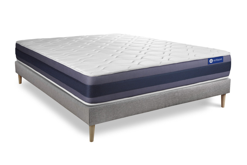Ensemble Matelas Sommier 200x200 cm - Sommier Gris (en kit) - Actimemo Morpho