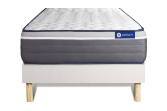 Ensemble Matelas Sommier 90x190 cm - Sommier Blanc (en kit) - ActiMemo Plus
