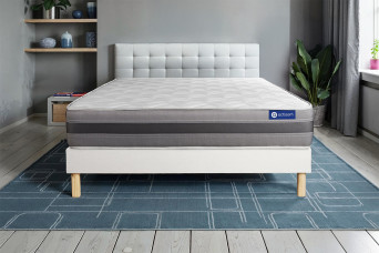 Ensemble Matelas Sommier 200x200 cm - Sommier Blanc (en kit) - Actilatex Relax