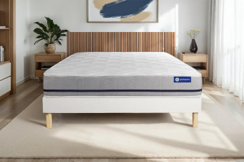 Ensemble Matelas Sommier 130x200 cm - Sommier Blanc (en kit) - Actiflex Soft