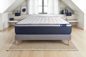 Ensemble Matelas Sommier 130x210 cm - Sommier Gris (en kit) - Actiflex Max