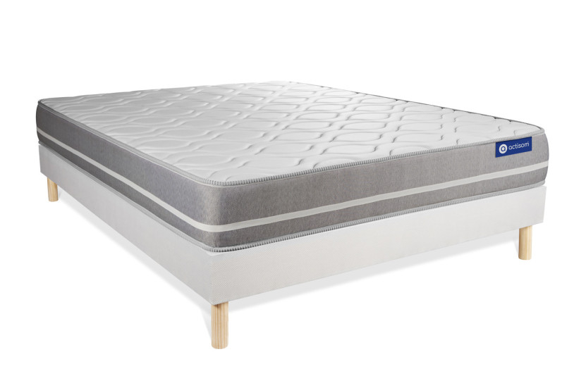 Ensemble Matelas Sommier 140x220 cm - Sommier Blanc (en kit) - Actilatex Touch