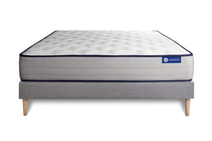 Ensemble Matelas Sommier 135x190 cm - Sommier Gris (en kit) - Actilatex Form