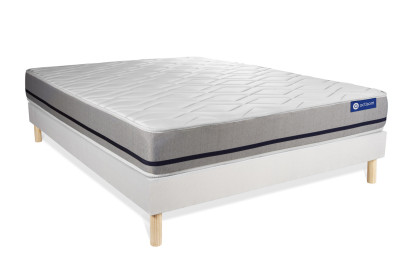 Ensemble Matelas Sommier 160x220 cm - Sommier Blanc (en kit) - Actilatex Soft