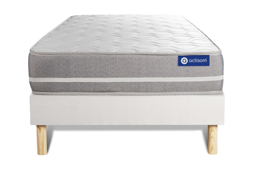 Ensemble Matelas Sommier 80x190 cm - Sommier Blanc (en kit) - Actimemo Touch