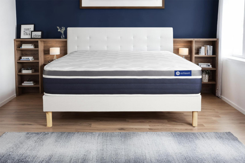 Ensemble Matelas Sommier 160x200 cm - Sommier Blanc (en kit) - Actiflex Confort