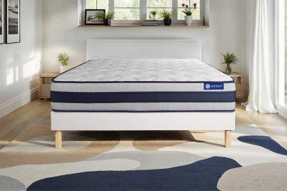 Ensemble Matelas Sommier 150x200 cm - Sommier Blanc (en kit) - Actiflex Ergo