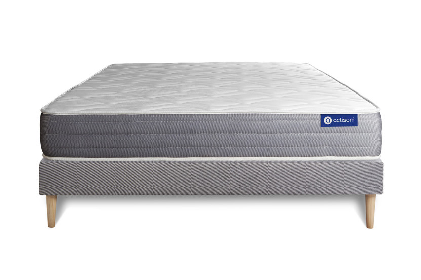 Ensemble Matelas Sommier 200x200 cm - Sommier Gris (en kit) - Actimemo Dream
