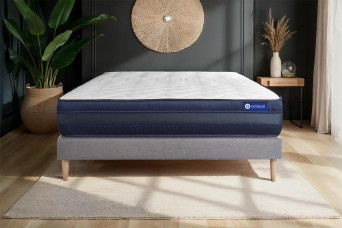 Ensemble Matelas Sommier 135x200 cm - Sommier Gris (en kit) - Actiflex Tech