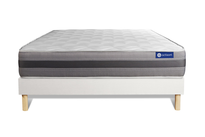 Ensemble Matelas Sommier 180x200 cm - Sommier Blanc (en kit) - Actimemo Relax