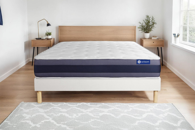 Ensemble Matelas Sommier 80x190 cm - Sommier Blanc (en kit) - Actilatex Morpho