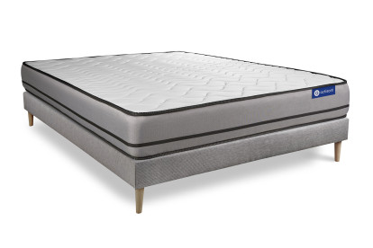 Ensemble Matelas Sommier 130x220 cm - Sommier Gris (en kit) - Actilatex Night