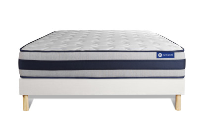 Ensemble Matelas Sommier 150x200 cm - Sommier Blanc (en kit) - Actiflex Ergo