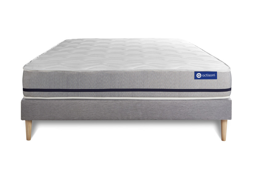 Ensemble Matelas Sommier 200x200 cm - Sommier Gris (en kit) - Actiflex Soft