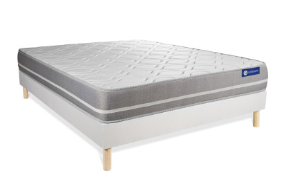 Ensemble Matelas Sommier 120x190 cm - Sommier Blanc (en kit) - Actimemo Touch